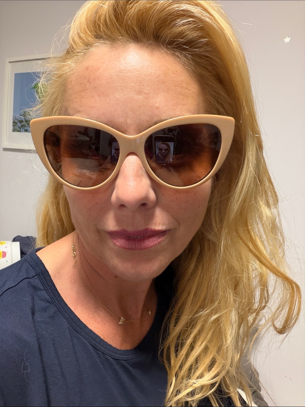 Tiffany & Co. Cream Cat-Eye Sunglasses with Brown Lenses